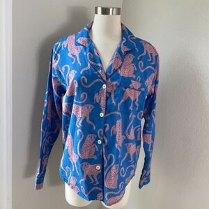 Desmond & Dempsey Womens Large Chango Print Pajama Top Long Sleeve‎ Lounge
